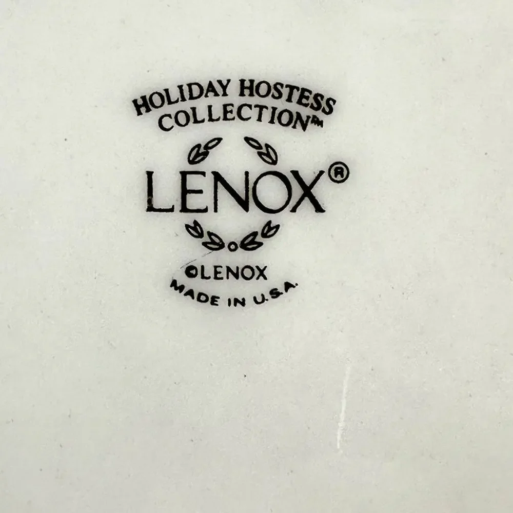 Lenox Holiday Hostess Collection Ivory Gold Rim Centerpiece 12.5